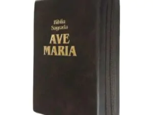 Bíblia Sagrada com Zíper Tamanho Médio Marrom Ave Maria